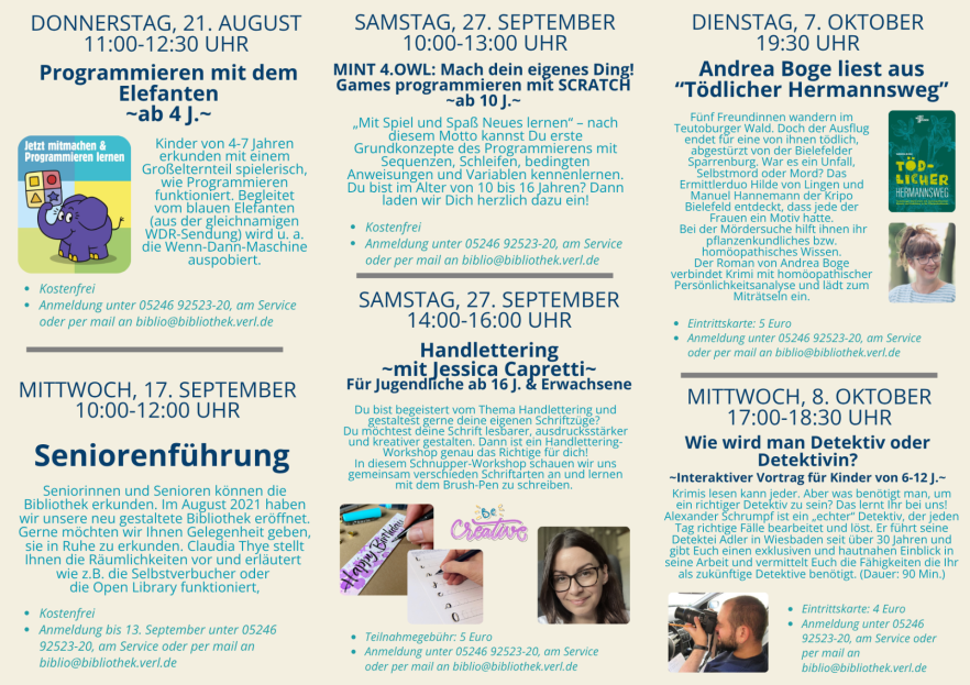 Veranstaltungsprogramm auf Flyerinnenseite